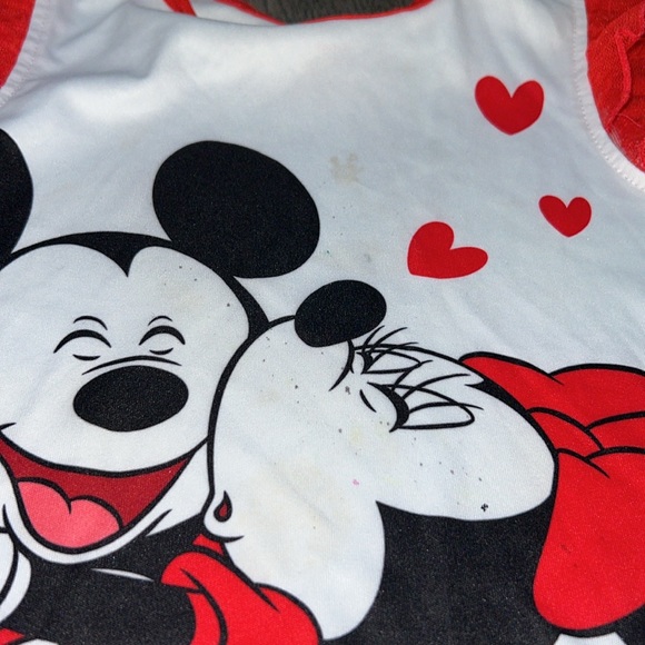 Toddler girl Mickey and Minnie short sleeve pajama set with ruffled cap sleeves - Picture 3 of 11